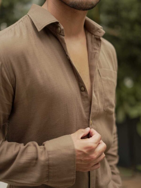 Soft Brown regular fit shirt - Image 3