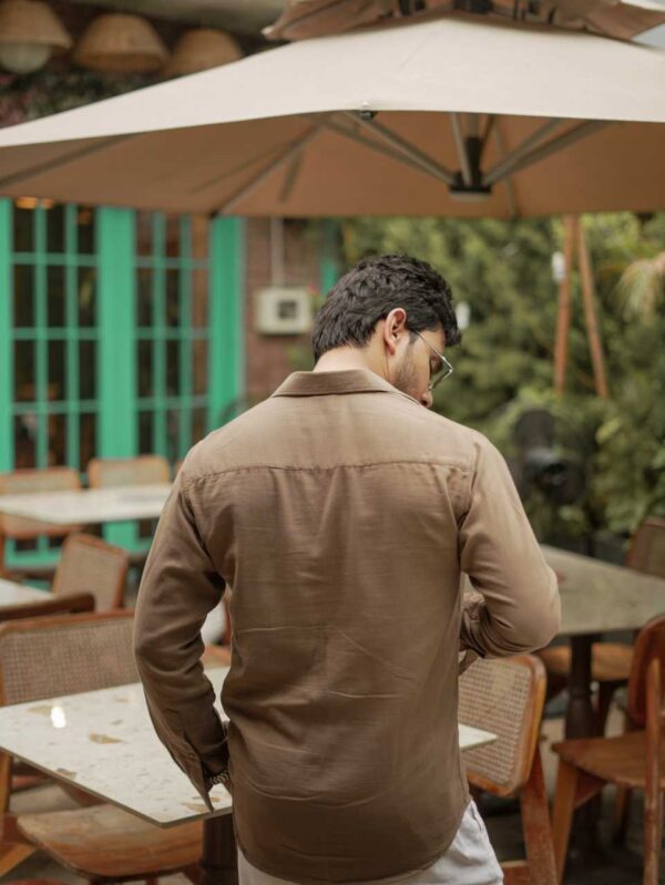 Soft Brown regular fit shirt - Image 4