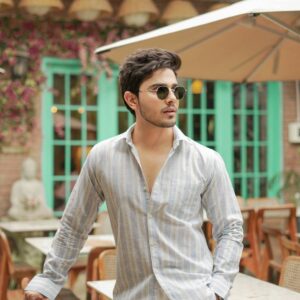 Blue sand stripe shirt