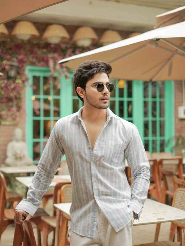 Blue sand stripe shirt
