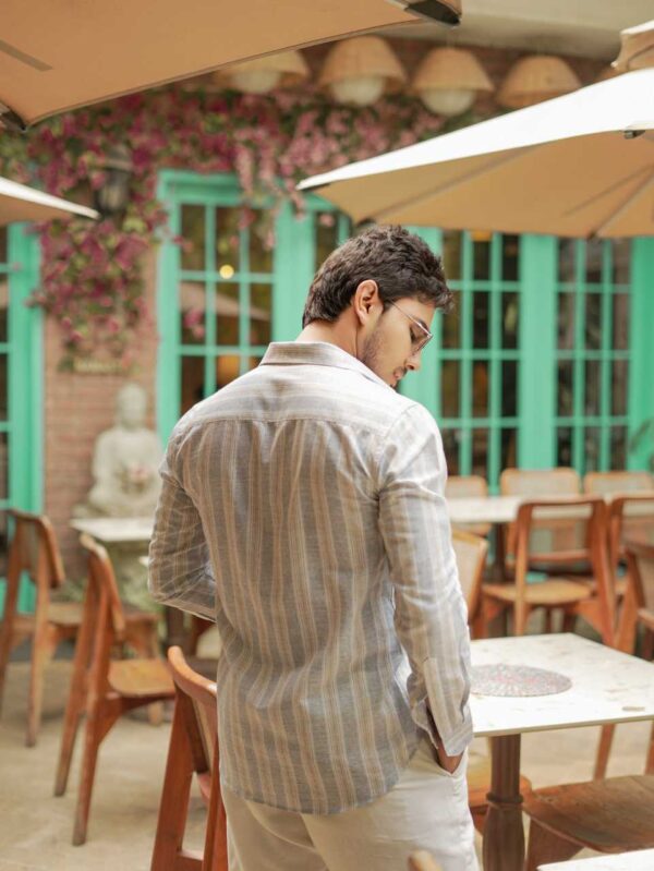Blue sand stripe shirt - Image 4