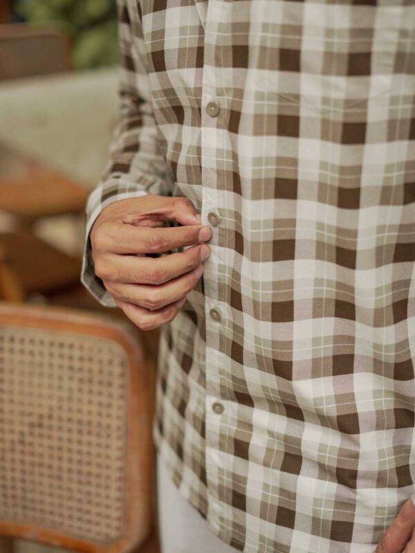 Heritage brown check shirt - Image 3