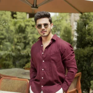 Vintage Wine Linen Blend Shirt