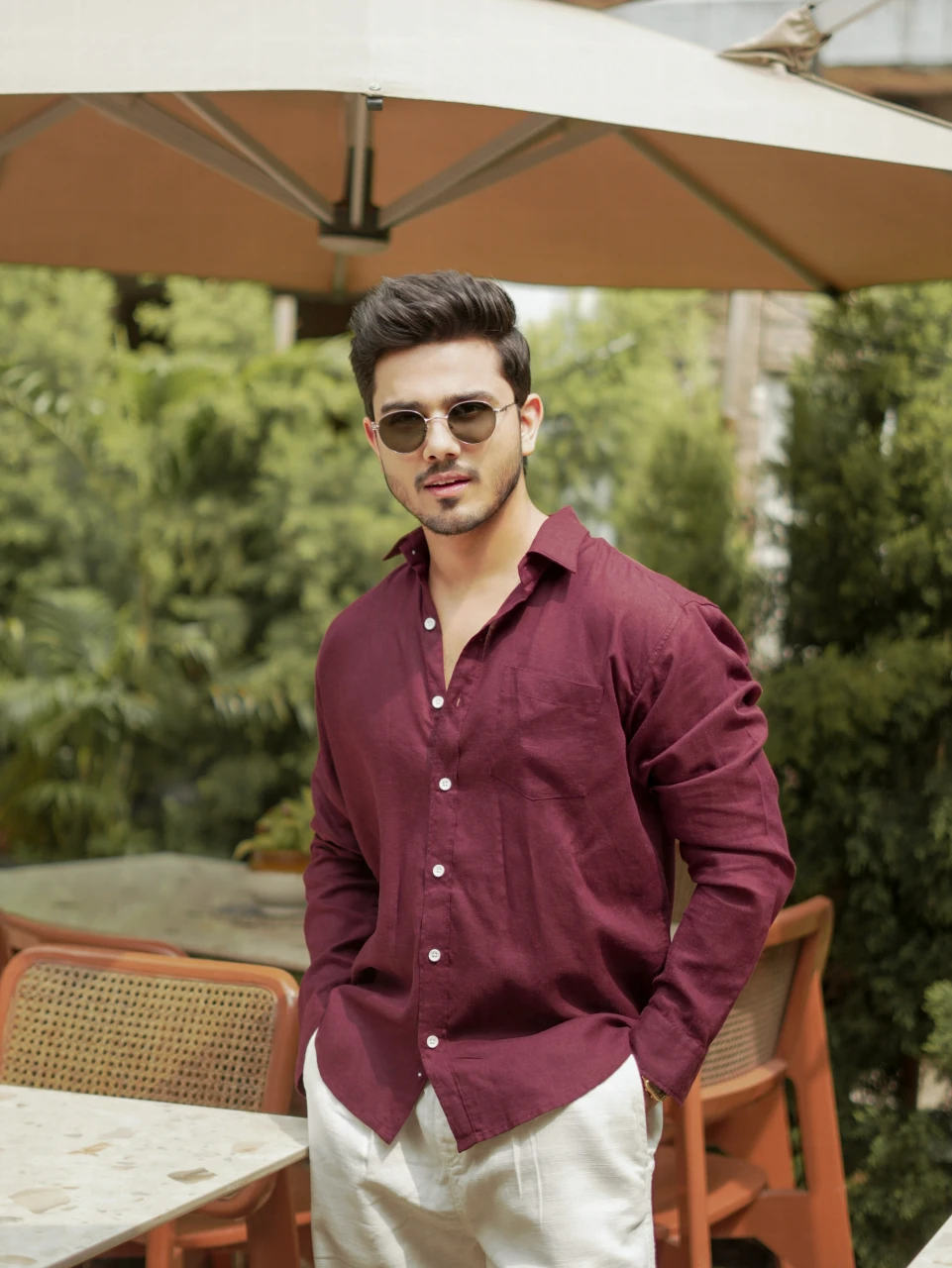 Vintage Wine Linen Shirt