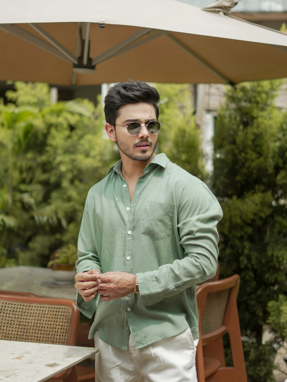 Pastel Green Linen Shirt